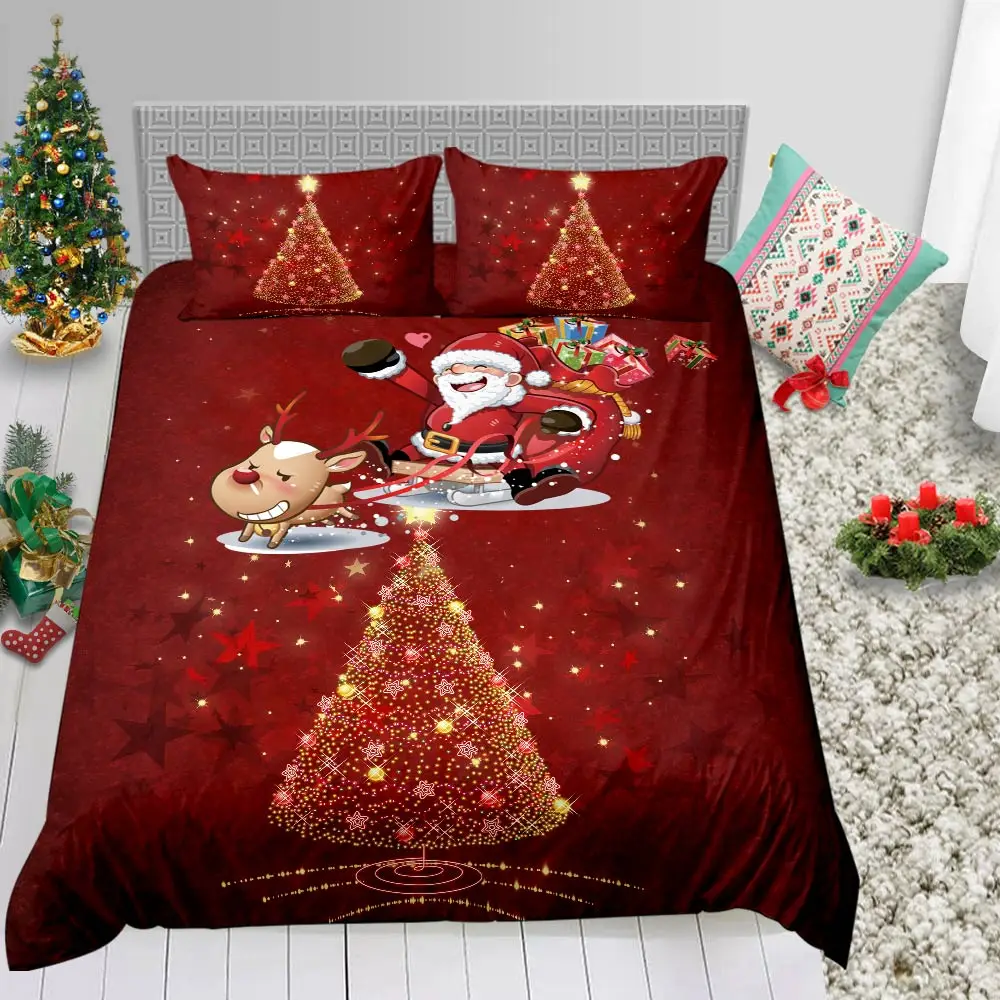 Высококачественный Рождественский комплект белья, подарок на игрушка для младенцев, один двойной размер King с Санта Клаусом покрывало для кровати - Цвет: 8