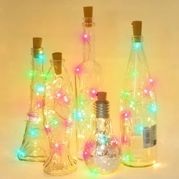 

2m 20LED Copper Wire String Lamp Button Battery Wine Bottle Garland Cork Light DIY Wedding Fairy Lamps for Party Christmas Decor