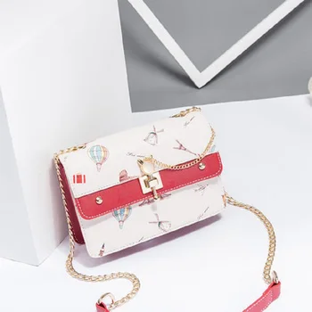 

2020 new contrast color wild shoulder messenger chain bag