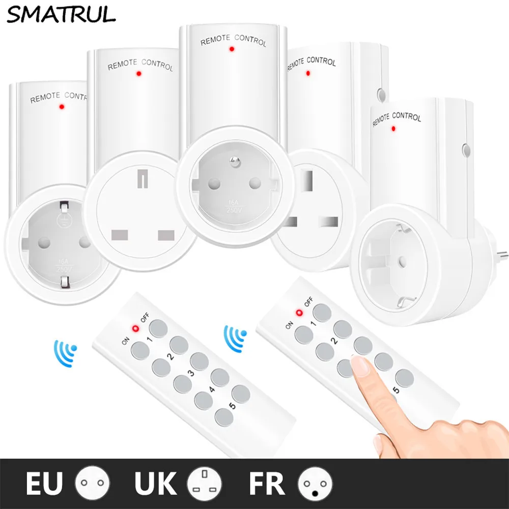 SMATRUL-enchufe inteligente inalámbrico con Control remoto, enchufe de pared programable, 433mhz, 220v, 230v, LED, para UE, Reino Unido, Francia