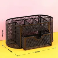 Sharkbang Large Capacity 9 Cell Metal Desk Organizer Mesh Desktop Pencil Pen Sundries Badge Holder Storage Box Stationery 4
