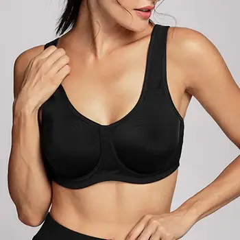 

Women's Max Control Solid High Impact Underwire Plus Size Full Coverage Bra 32 34 36 38 40 42 C D DD E F G