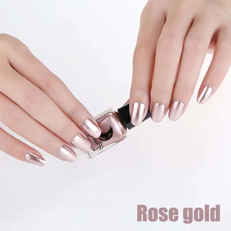 rose gold 6 мл зеркальный эффект лак для ногтей металлик прозрачный фиолетовый розовый Золотой Серебряный хромированный лак для ногтей маникюрный лак - Цвет: rose gold