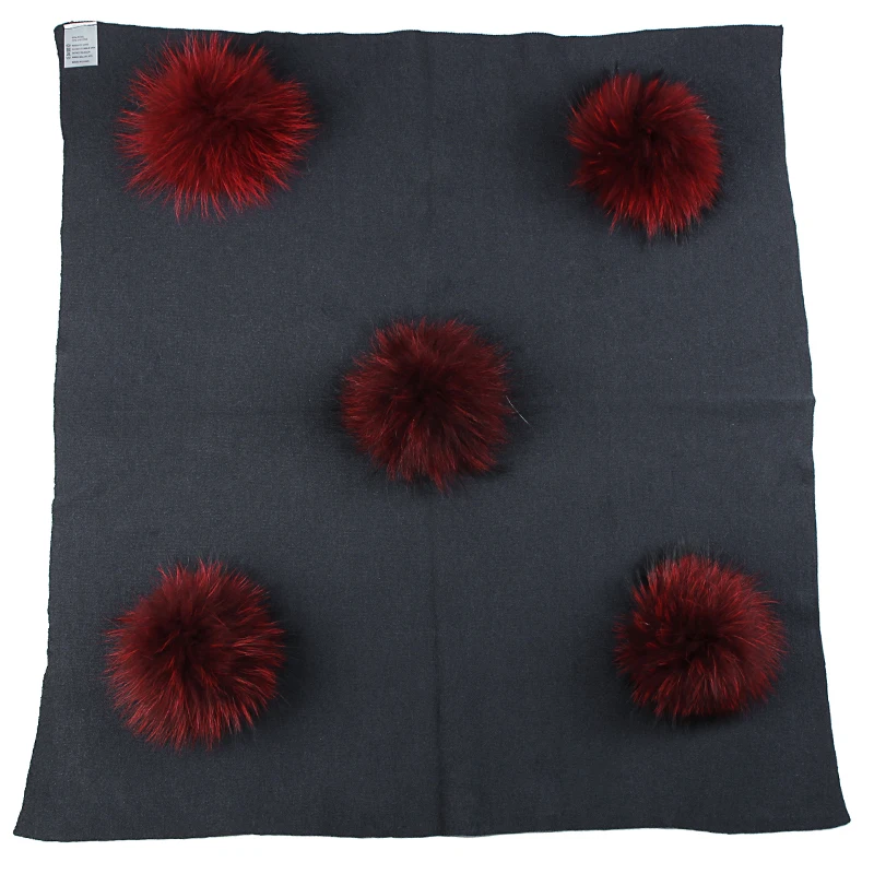 dark gray wine red Charm Wood теплая шерсть на зиму для новорожденных и малышей, для пеленания Одеяло путешествия спальный Одеяло с 15 см с натуральным меховым помпоном постельные пеленки Обёрточная бумага - Цвет: dark gray wine red