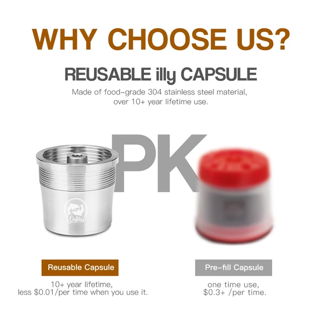 Icafilas Restible Coffee Capsule Szűrő Illeszkedik Illy Kávéfőzőhöz Refiliable Rozsdamentes Acél Kávé Kapszula Tamper Kanál - Image 4