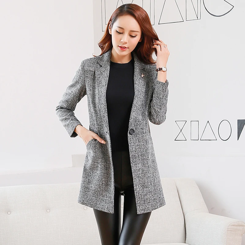Pak jas vrouwen blazer2019 стиль для женщин lange mouw katoen en Linen casual vrouwen jas