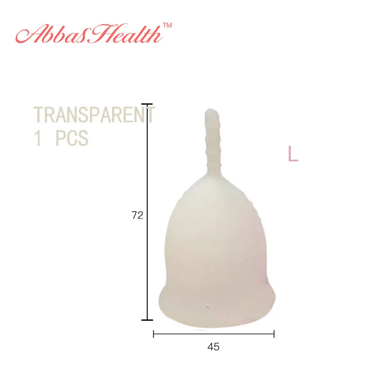 Медицинские силиконовые многоразовые менструальные чашки Силиконовые Розовые Фиолетовые женские менструальные чашки маленькие женские многоразовые менструальные чашки большие - Цвет: Transparent  1pcs L