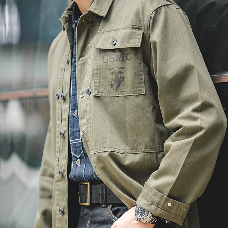 Men's Button Long Sleeve Shirt Retro 