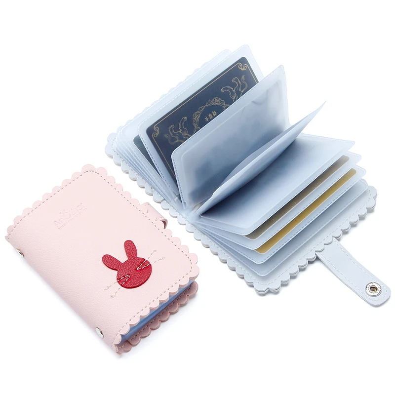 

NI WEI ER New Cute Mini Rabbit Women's Card Bag Wallet High Quality Leather Function 24 Bits Card Case Business Card Holder Case