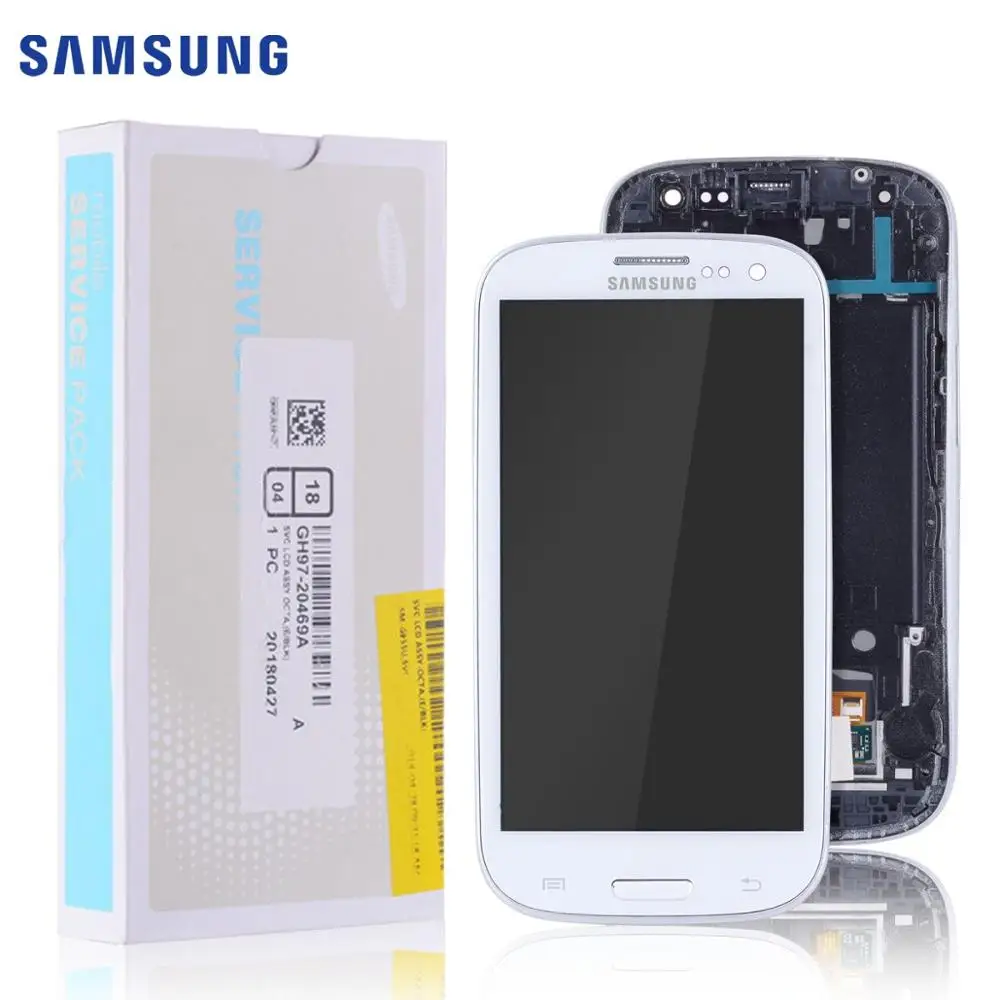 Цена Дисплей для SAMSUNG Galaxy S3 LCD i9301 i9308i i9301i в сборе с тачскрином на рамке Оригинал белый синий