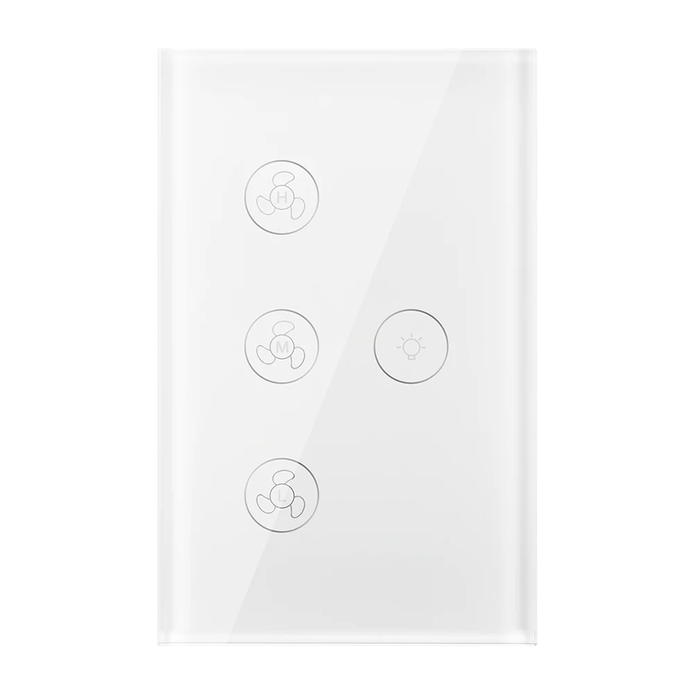US PLUG WiFi умный потолочный светильник-вентилятор настенный выключатель, Smart Life/Tuya APP пульт дистанционного управления различными скоростями, совместим с Alexa и Google Home - Цвет: US PLUG