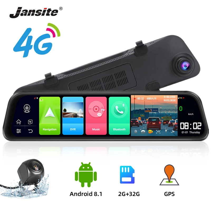 

Jansite 12 inch 4G Android Car DVR Camera Dual 1080P Rear View Mirror video Recorder ADAS Registrar 2G+32G GPS Navigation