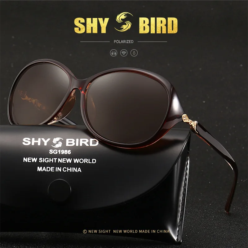 SHY BIRD Круглые Солнцезащитные очки женские поляризованные линзы красная оправа женские брендовые дизайнерские ретро очки черные очки UV400 оригинальная коробка