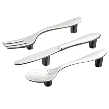 

3 pcs Silver Kitchen cabinet Drawer Pull handles Knobs (Knife fork spoon)
