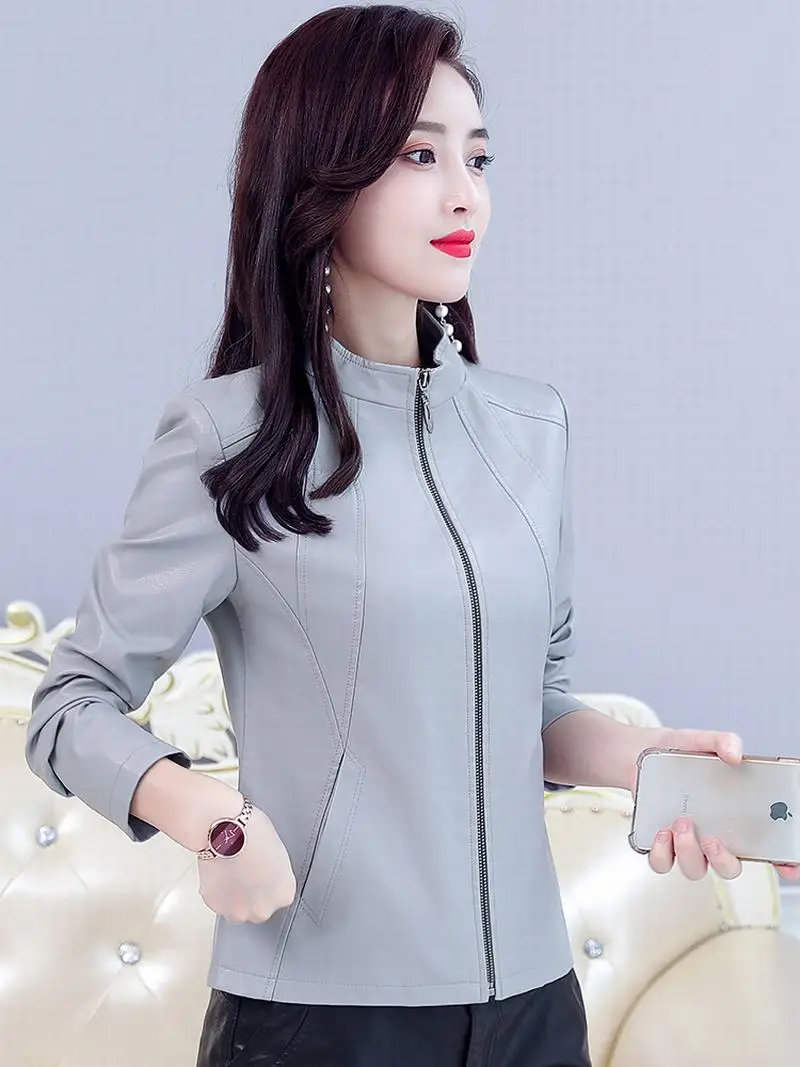 2020 Genuine Leather Motocycle Jacket Women Real