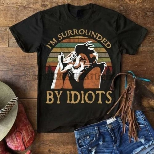 Винтажная черная футболка с надписью Король Лев я окружен S-3XL | Мужская одежда