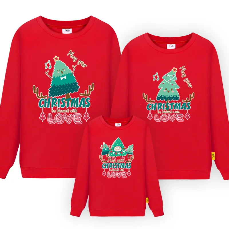 

Christmas Sweater Spring Autumn New Party Family Matching Clothes Tree Printed Pullover Children's Sweatshirt Boys Girls Clothes