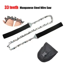 33 Teeth Outdoor Survival Manual Wire Saw Lifesaving Tool Manganese Steel Chain Manual Saw Logging Saw Camping Lifesaving Tool