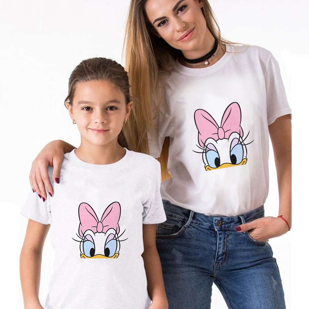 Gran oferta Camiseta holgada de manga corta con estampado de pato y Margarita para mujer, madre e hija de verano para ropa Vintage, a juego para familia jYQOMReNKxM