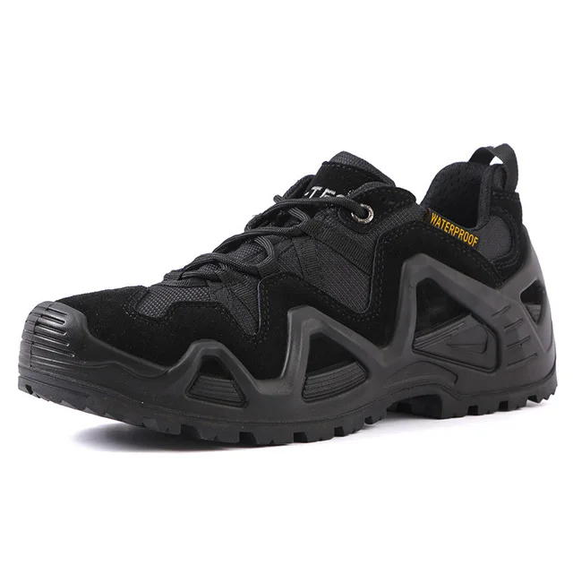 Мужские уличные военные тактические армейские ботинки водонепроницаемые Нескользящие альпинистские тренировочные ботинки треккинговые походные охотничьи спортивные ботинки - Цвет: Black Low