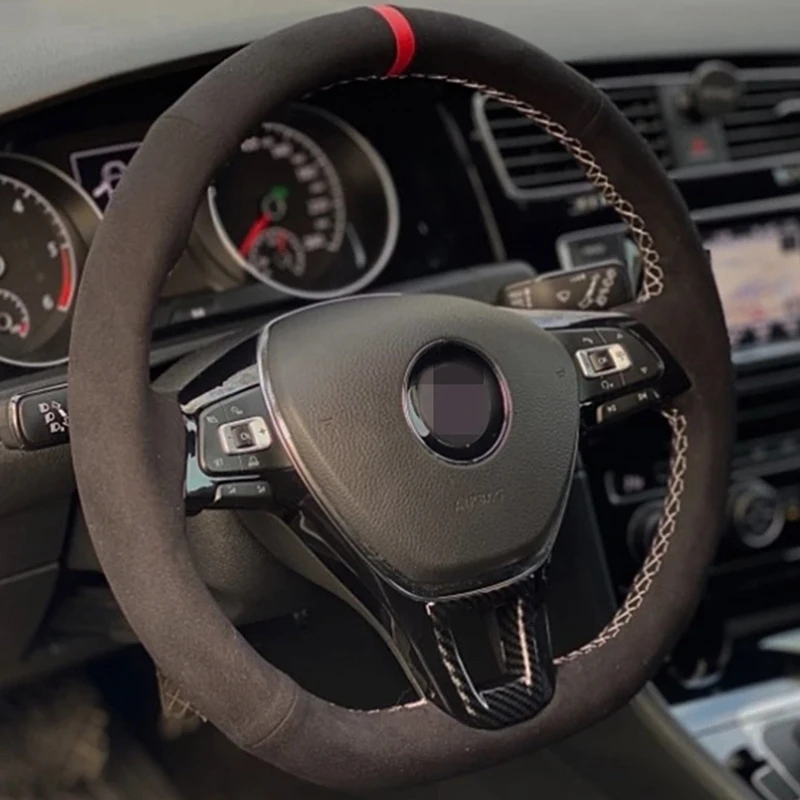 Чехол рулевого колеса автомобиля черная замша для Volkswagen VW Golf 7 Mk7 New Polo Jetta Passat B8 Tiguan