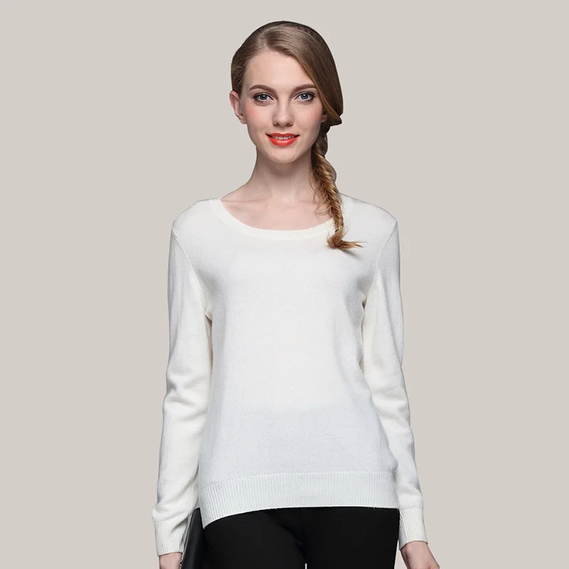 

Autumn And Winter New Style Cashmere Sweater Crew Neck Warm Pullover Color Base Shirt Women's Europe And America Women's Slim Fi