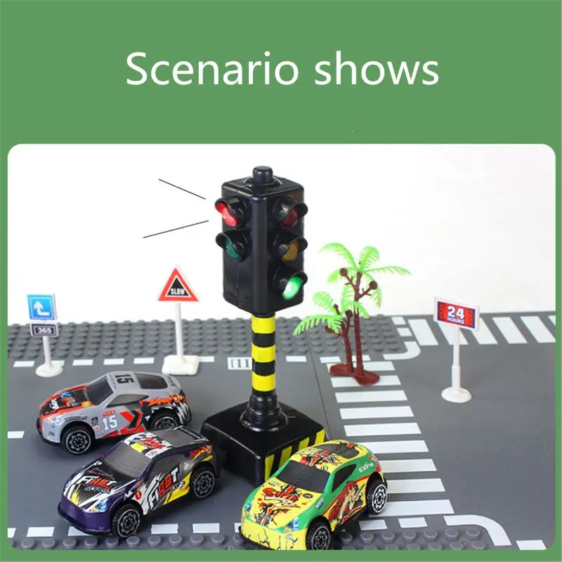 Mini Traffic Signs Road Light Block with Sound LED Children Safety Kids Educational Toys Perfect Gifts 4