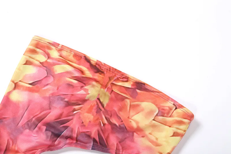 Shstyle, сексуальные, без бретелек, летние, открытые, боди, для женщин, с цветочным принтом, красный, облегающий, для пляжа, топы, боди, костюм, одежда для женщин