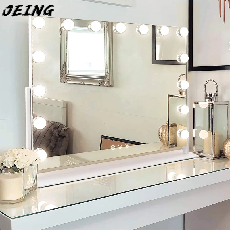 Large Make-UP Mirror With 15 Dimmable And 10x Magnification Hollywood Bright Mirror And USB Charging Port Cosmetic Mirror