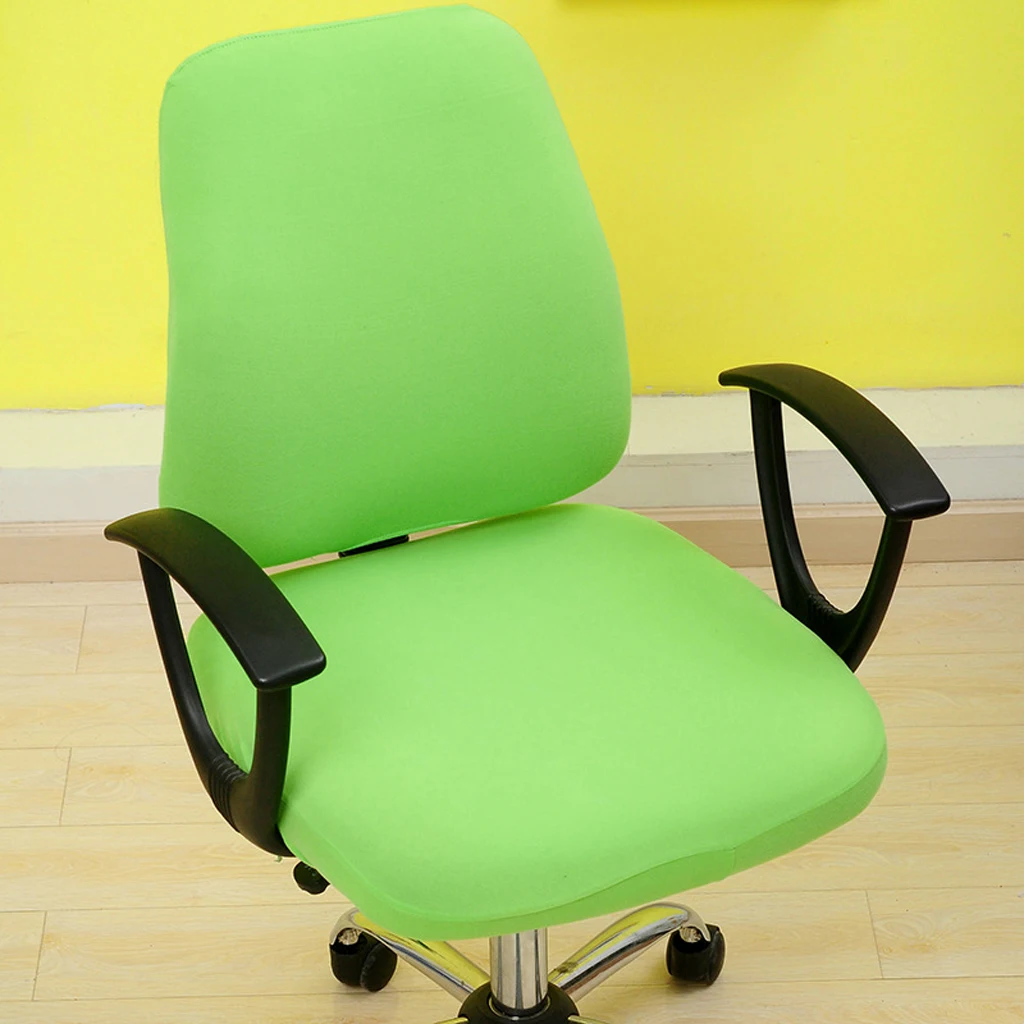 Solid Color Stretchy Computer Chair Slipcover Cover Protector Split Design for Home Office Shop Cafe Use