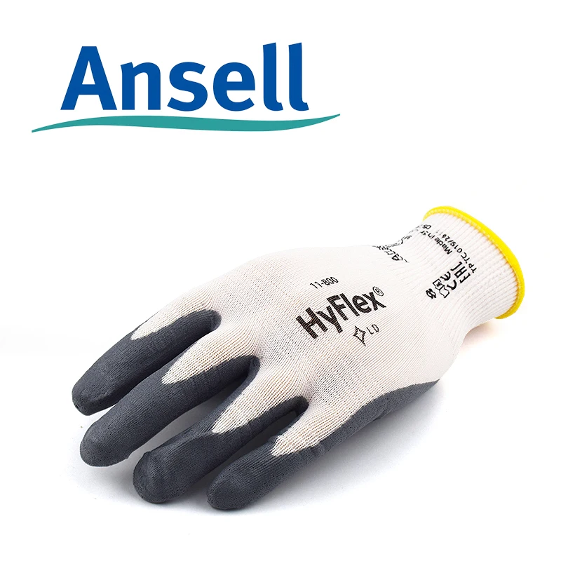 1 пара нейлоновых перчаток Ansell 11-800, серое поролоновое Нитриловое покрытие, вязаные манжеты на запястье, безопасные рабочие перчатки, Нескользящие износостойкие