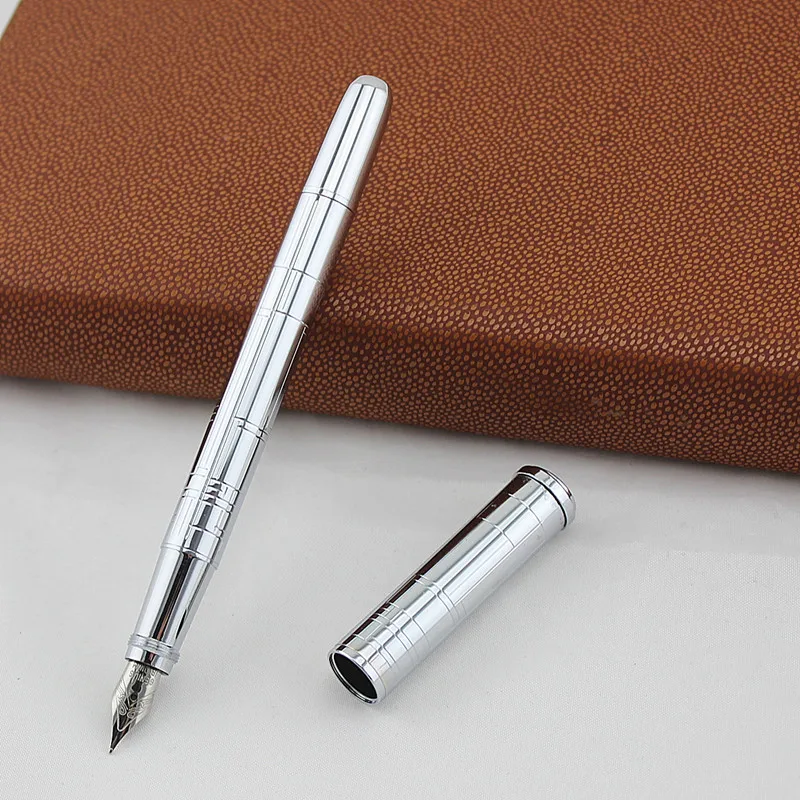 Серебро/черный/авторучка с кожаным пеналом 0,5 мм перо из иридия металлическая ручка для письма