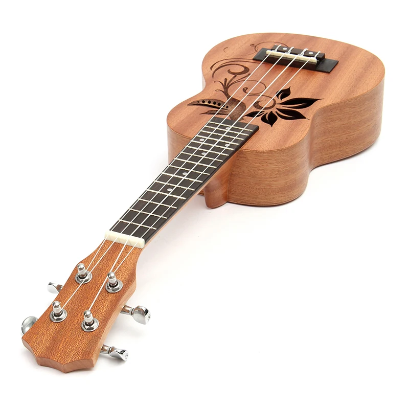21 Inch Soprano Ukulele Uke Sapele 15 Frets Musical Instrument Flower
