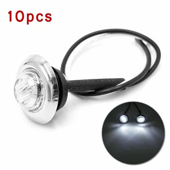 

10pcs 3/4 LED Bullet Button White Side Marker Lights Car Truck Trailer 12V 1W