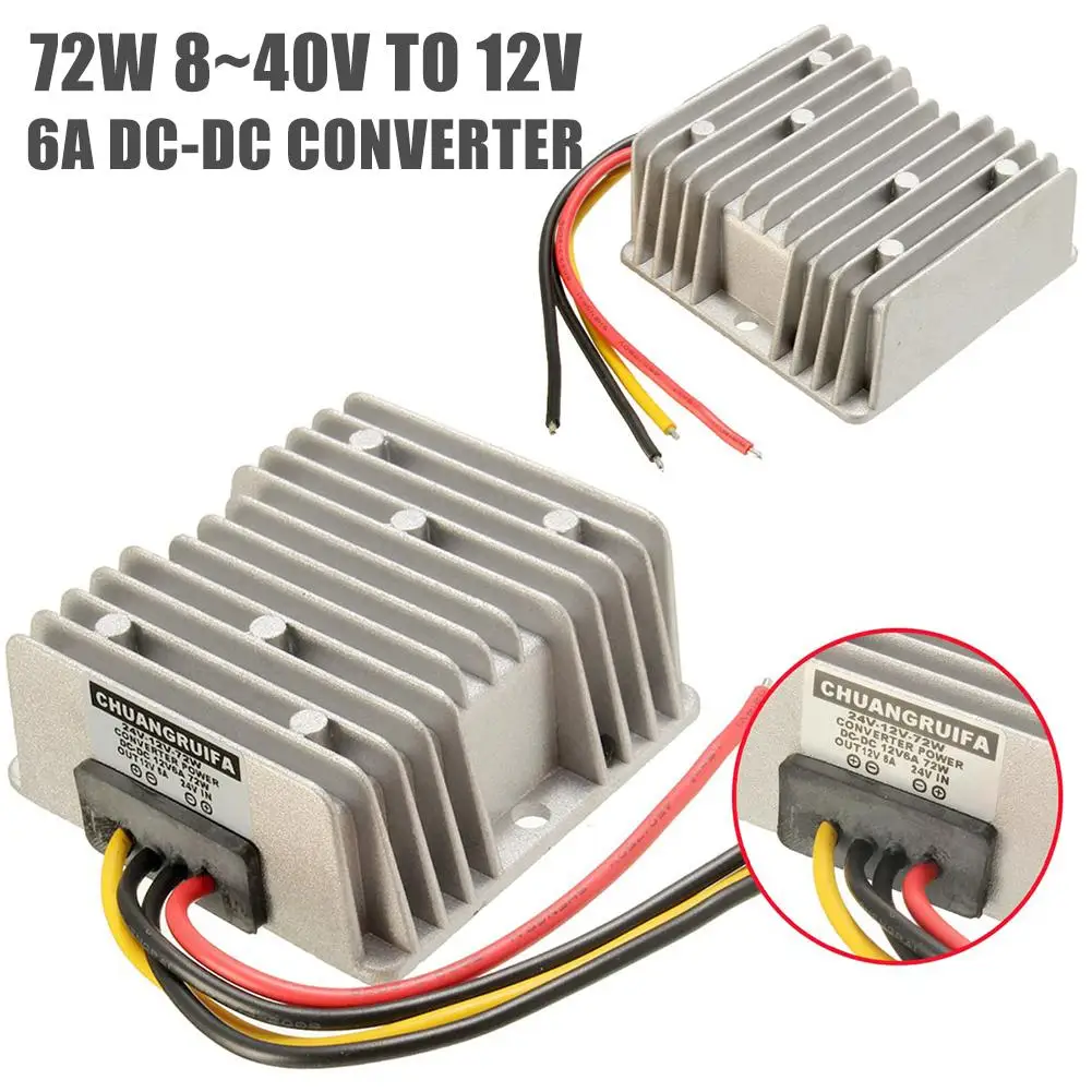 Стабилизатор напряжения постоянного тока 12V 6A 72W фары для автомобиля Мощность конвертер Водонепроницаемый понижающий модуль автомобиля Питание регулятор конвертер