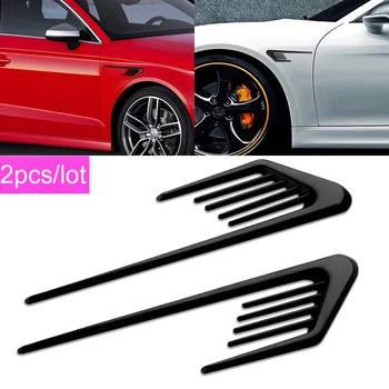 

1 pair 3D Metal Simulated Car Shark Gills Outlet Stickers Simulation Vent False Air Outlet Side Hood And Decals For Bmw Honda