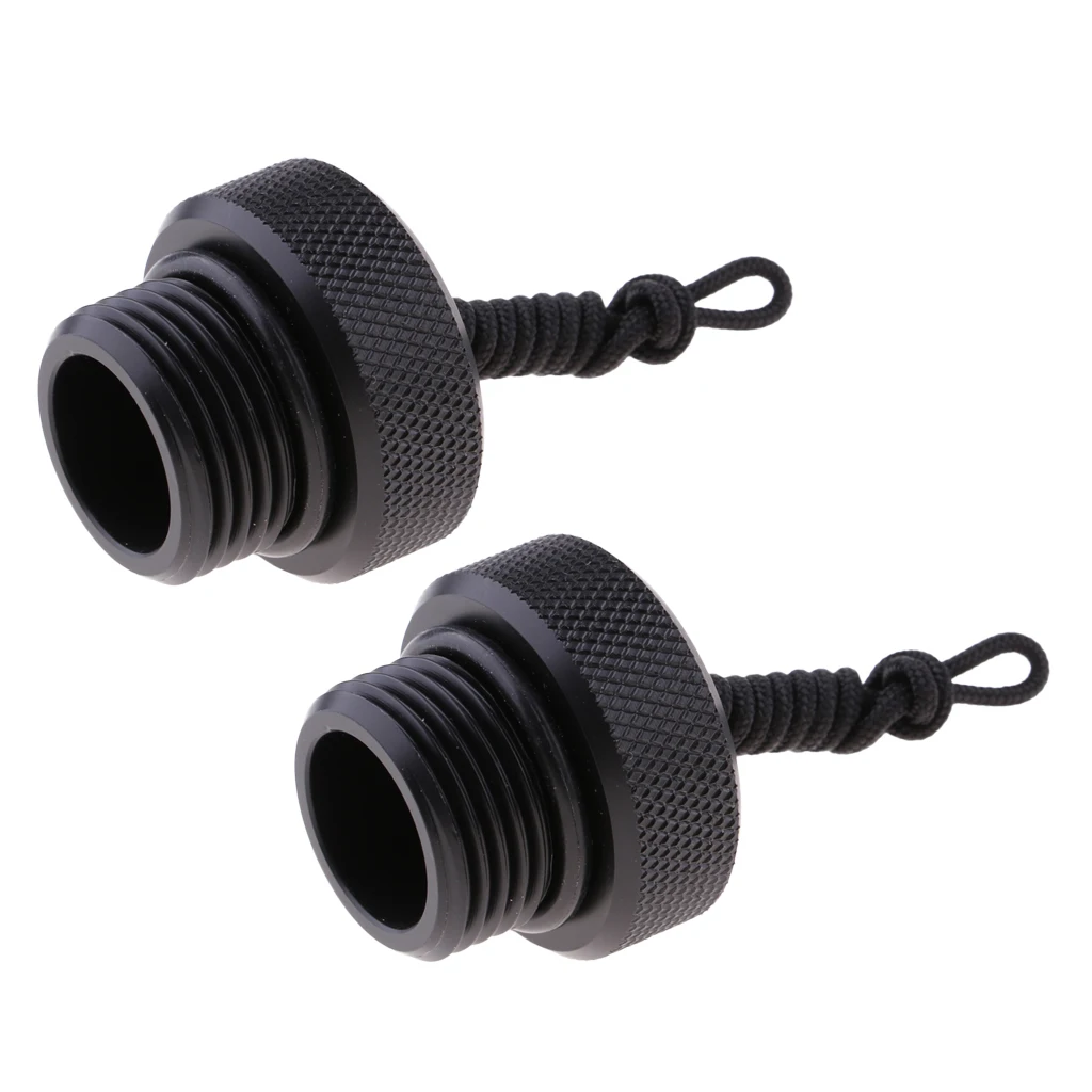 2Pcs/Set Scuba Dive DIN Tank Valve Cap Dust Plug & Lanyard for First Stage Diving Diver