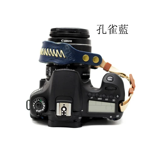 Blue Натуральная кожа Камера ремешок на запястье ручка для Sony A9 A7II A7III A7RII A7RIII A6500 A6400 A6300 RX100M7 - Цвет: Blue