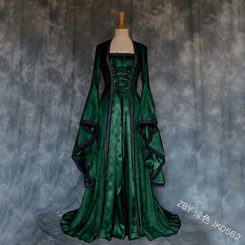 Большие размеры 5XL, 5 цветов, Высококачественная модная женская Втулка с отверстиями для шариков, средневековое платье Ренессанса, винтажное женское платье для косплея, квадратный корсет с воротником-стойкой
