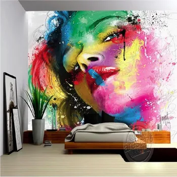 

Dropship Photo Wallpaper 3D Hand-painted Abstract Colorful Figure Theme Mural Living Room TV Background Fashion Srore Wallpaper