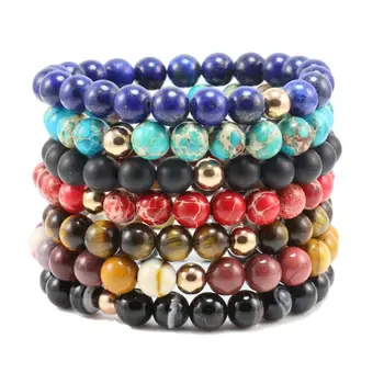 Natural Stone Bracelet Women Imperial Stone Elastic Beaded Bracelet Men Jewelry Gift