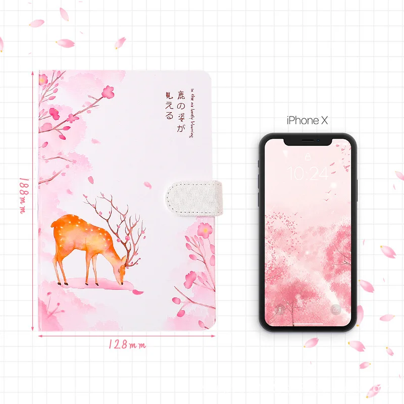 Kawaii Journal A5 блокнот с розовым оленем сетка пустой рисунок в горошек ежедневный