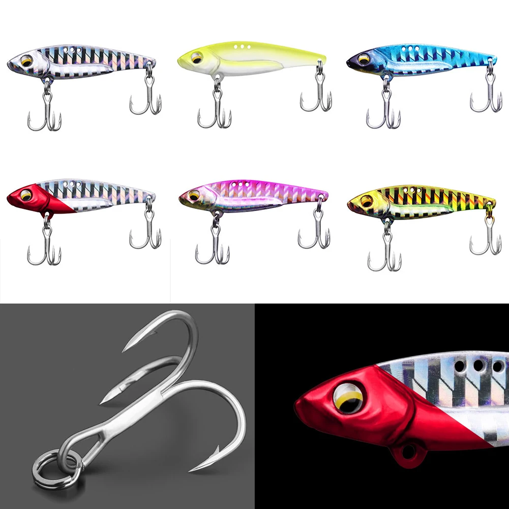 

1Pc Lure Sinking Metal VIB Lure Hard Bait 2 Treble Sharp Hook 5g - 21g 6 Color Practical Durable fishing tools Tackle