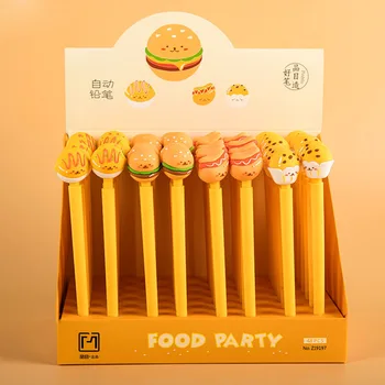 

24 pcs/lot Creative Food Mechanical Pencil Cute Student Automatic Pen For Kid School Office Supply Promotional gifts
