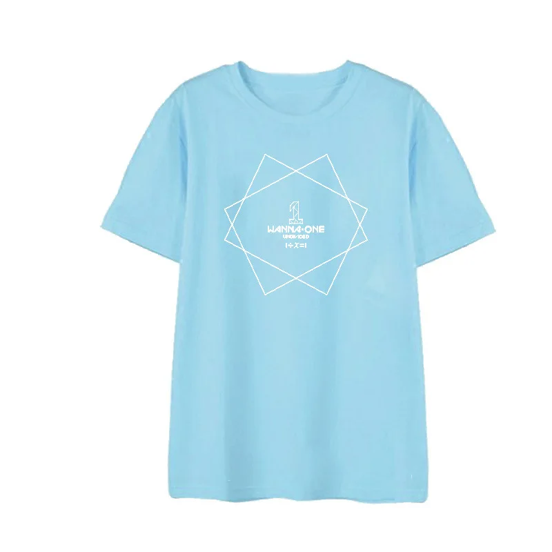 LightBlue Kpop WANNA ONE undiffered альбом рубашки хип хоп Повседневная Свободная одежда футболка Топы с короткими рукавами футболка DX750 - Цвет: LightBlue