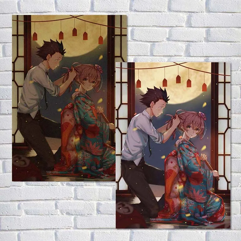 Армейский зеленый Cosy Moment бесшумные голосовые плакаты белая крафт-бумага японское аниме фильм форма голосовой стены плакаты и принты QT616 - Цвет: Армейский зеленый