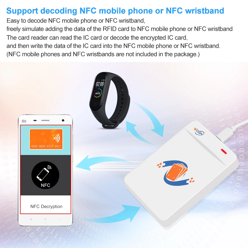 Lecteur/copieur RFID 125KHz, 13.56MHz, programmateur USB, porte-clés, UID T5577, réinscriptible, Support NFC, téléphone/bracelet