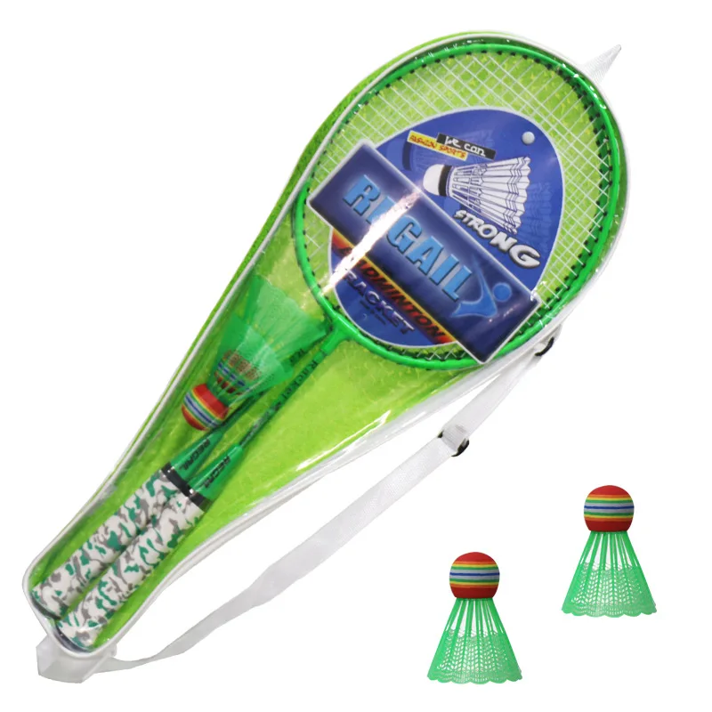Green Kids Battledore School PE Class Entertainment Equipment Children Badminton Racket Set - Color: Green
