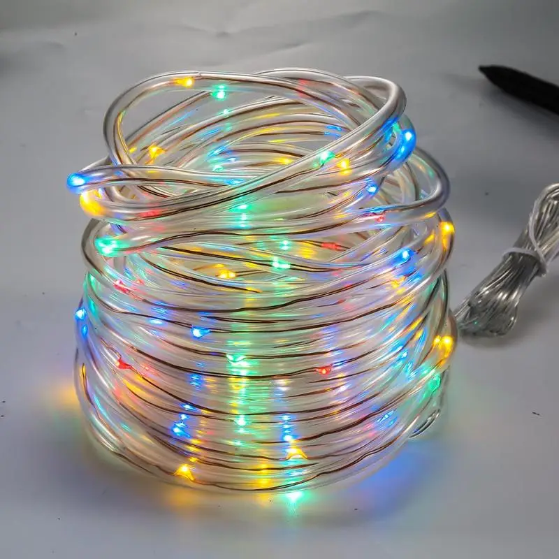 100LED 5 м/12 м Солнечная энергия медная проволока трубчатый светильник Рождественская Елка декоративная лампа Рождественский Садовый дом декоративный светильник
