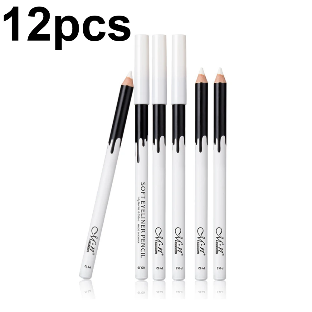 12 шт./лот белая ручка для макияжа Подводка глаз карандаш бровей - Цена: 312,63 руб. / набор